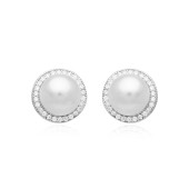 Cercei perle naturale albe din argint cu cristale DiAmanti SK15412E_W-G